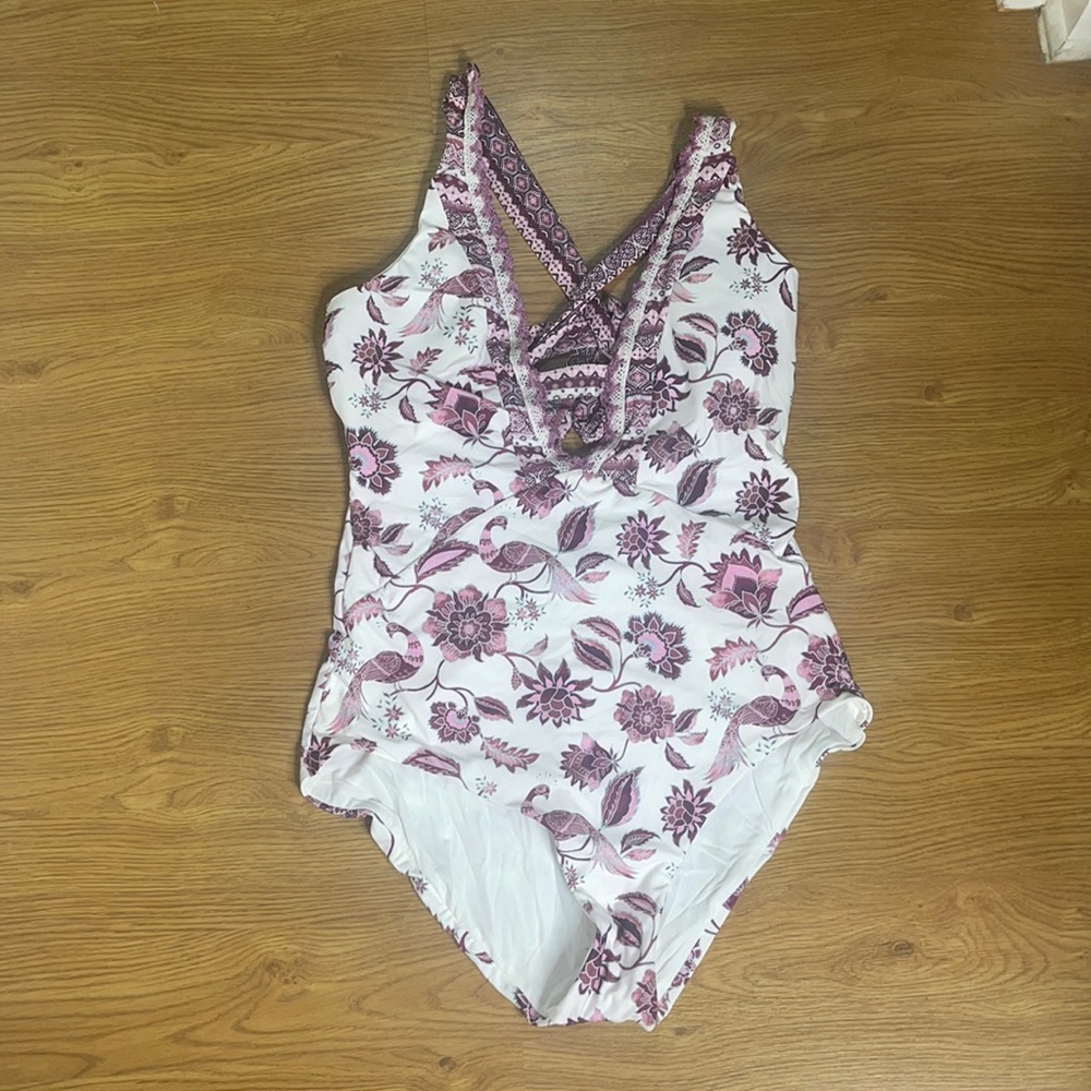Becca One Piece Swimsuit White Purple Pink 16-18